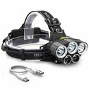 Super Bright 5 LED Zoom Headlamp USB Rechargeable Headlight Head Torch