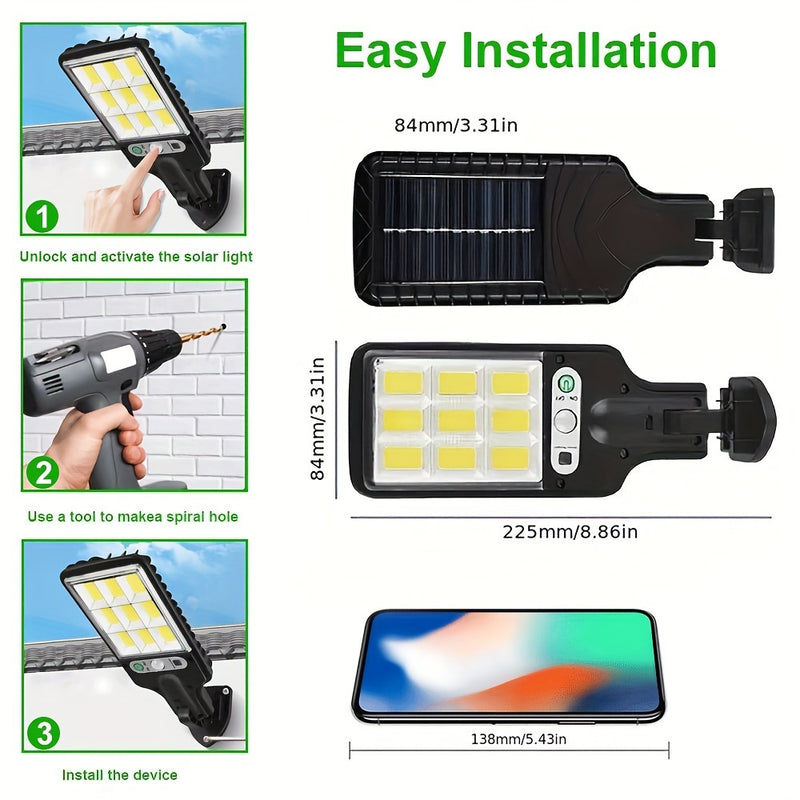 3Pack Outdoor Solar Wall Light LED Motion Sensor Bright Flood Street Lamp 3 Modes