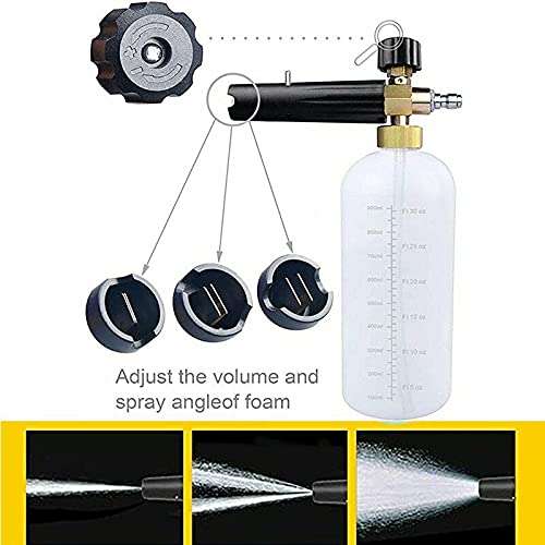 Foam Cannon with 1/4 Inch Quick Connector, 1 Liter, 5 Pressure Washer Nozzle Tips