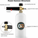 Foam Cannon with 1/4 Inch Quick Connector, 1 Liter, 5 Pressure Washer Nozzle Tips