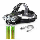 Super Bright 5 LED Zoom Headlamp USB Rechargeable Headlight Head Torch