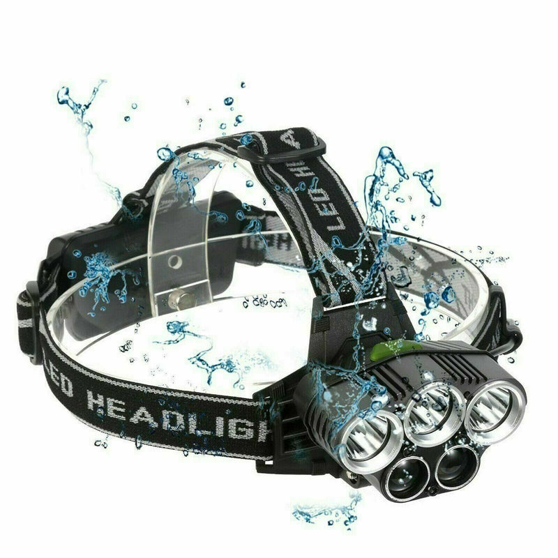 Super Bright 5 LED Zoom Headlamp USB Rechargeable Headlight Head Torch