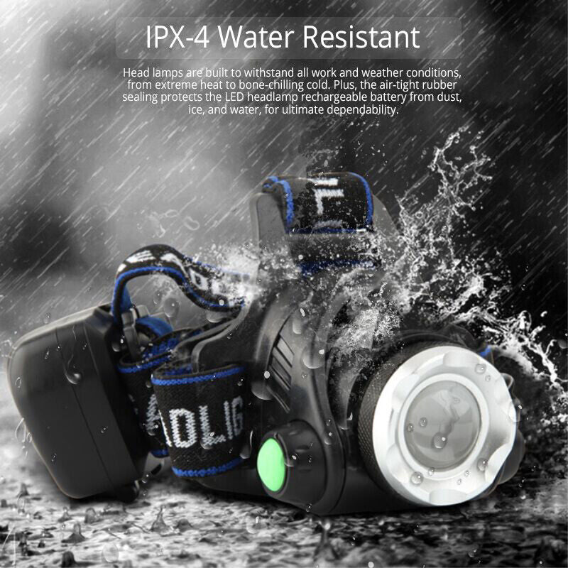 LED Headlamp USB Rechargeable Headlight Head Torch Outdoor Waterproof 25000LM