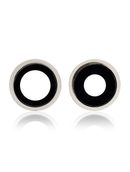 Back Camera Lens With Bracket Compatible For iPhone 12 / 12 Mini (White) (Real Sapphire / Premium)