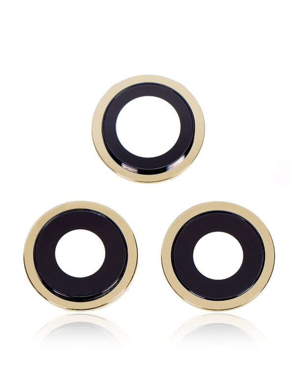 Back Camera Lens With Bracket Compatible For iPhone 12 Pro (Gold) (Real Sapphire / Premium)