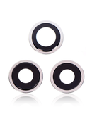 Back Camera Lens With Bracket Compatible For iPhone 12 Pro (Silver) (Real Sapphire / Premium)