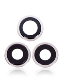 Back Camera Lens With Bracket Compatible For iPhone 12 Pro Max (Silver) (Real Sapphire / Premium)