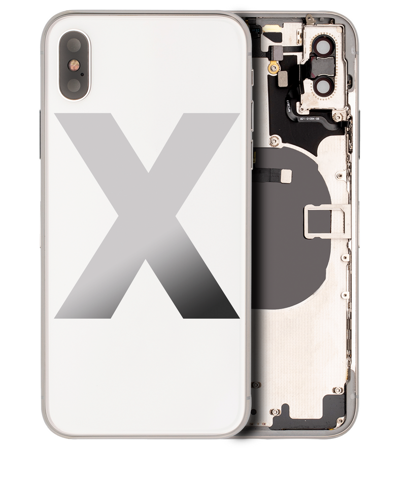 Back Housing W/ Small Components Pre-Installed Compatible For iPhone X (No Logo) (Silver)