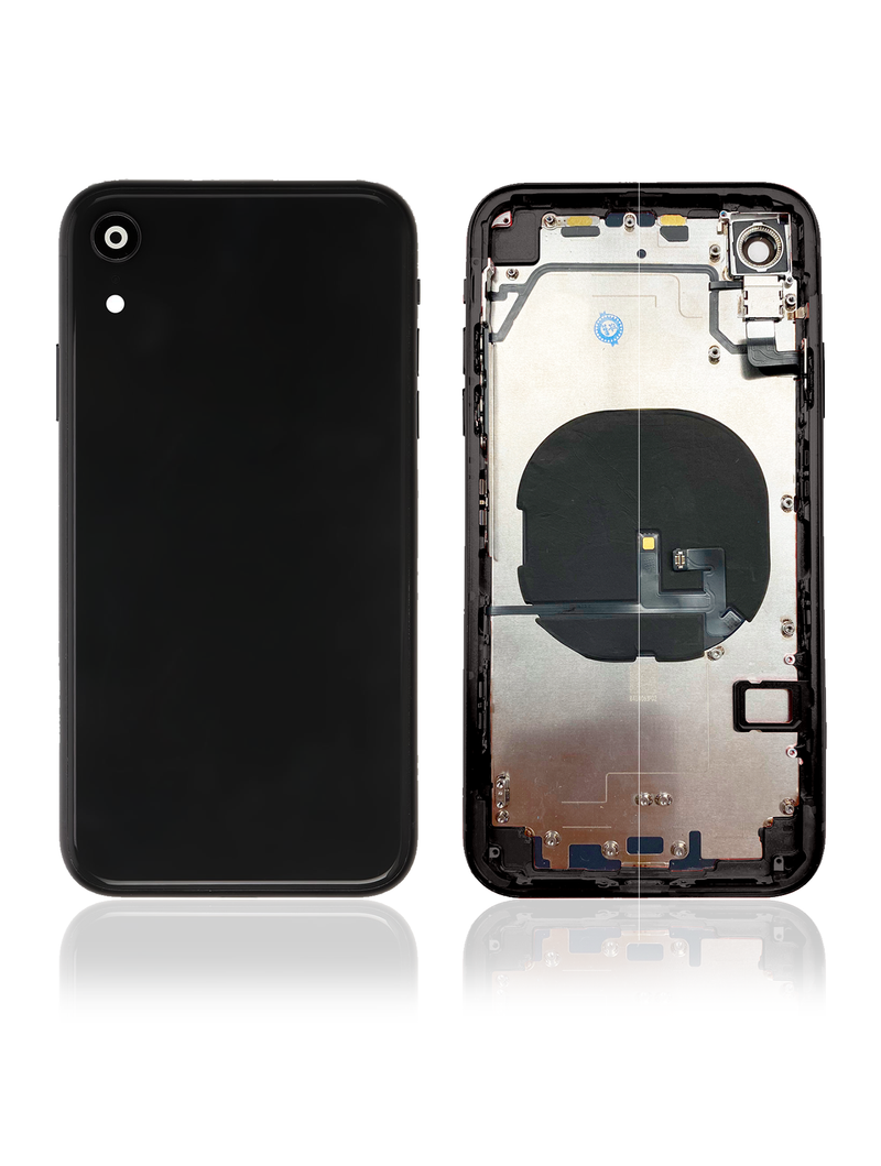 Back Housing W/ Small Components Pre-Installed Compatible For iPhone XR (No Logo) (Space Grey)