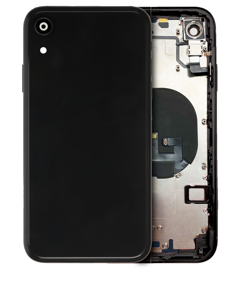 Back Housing W/ Small Components Pre-Installed Compatible For iPhone XR (No Logo) (Space Grey)