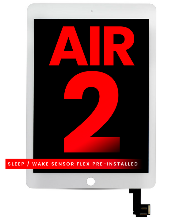 LCD Assembly With Digitizer Compatible For iPad Air 2 (Sleep / Wake Sensor Flex Pre-Installed) (Aftermarket) (White)
