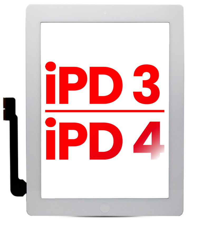 Digitizer Compatible For iPad 3 / iPad 4 (Home Button Pre-Installed Compatible For iPad 3) (Aftermarket) (White)