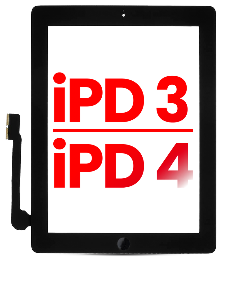 Digitizer Compatible For iPad 3 / iPad 4 (Home Button Pre-Installed Compatible For iPad 3) (Aftermarket) (Black)