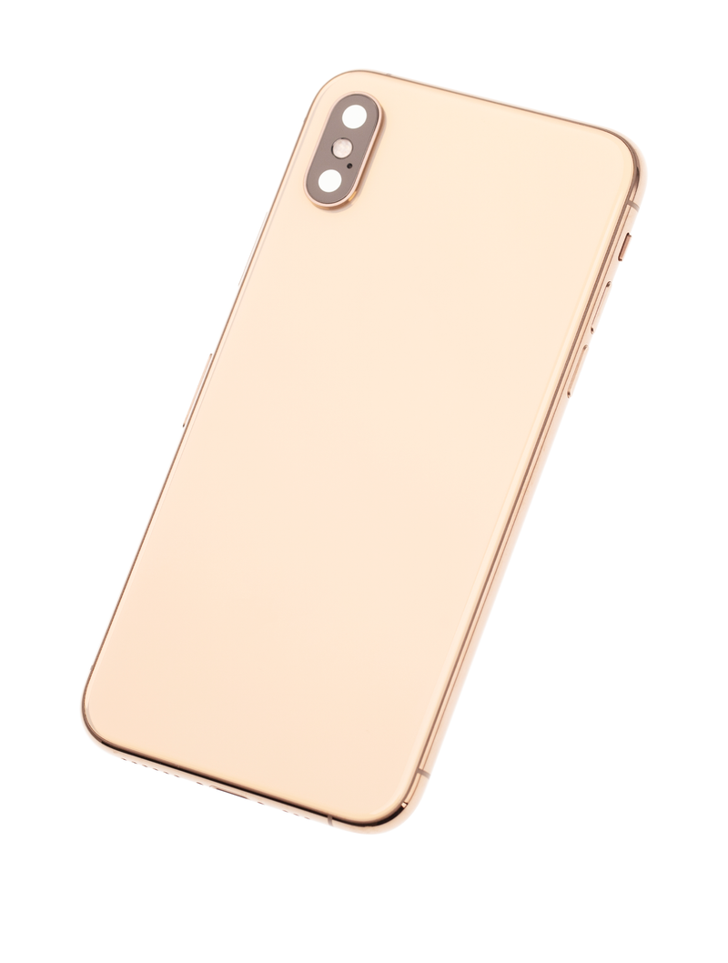 Back Housing W/ Small Pre-Installed Compatible For iPhone XS (No Logo) (Gold)