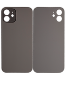 BLACK Back Glass Compatible For iPhone 12 (No Logo / Large Camera Hole) (Black)