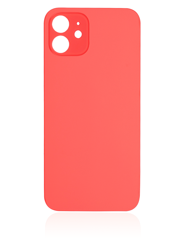 BLACK Back Glass Compatible For iPhone 12 (No Logo / Large Camera Hole) (Red)