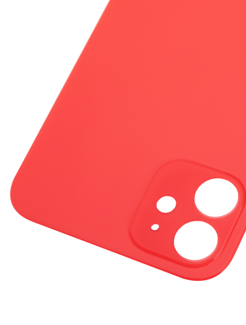 BLACK Back Glass Compatible For iPhone 12 (No Logo / Large Camera Hole) (Red)