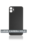 Back Glass Compatible For iPhone 11 (No Logo / Large Camera Hole) (Black)