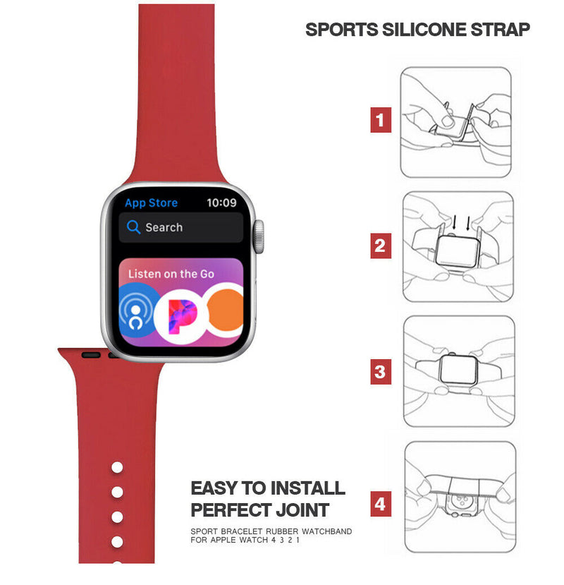 Silicone Band Strap for Apple Watch Series 1/2/3/4/5 iWatch Sports 38/40/42/44mm