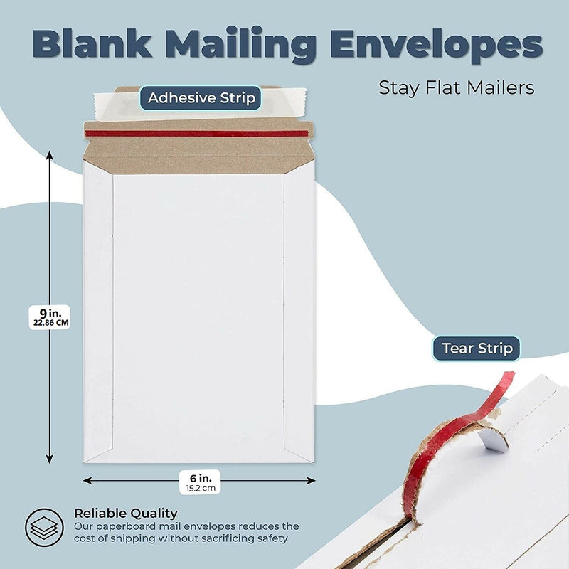 6" x 9" RIGID PHOTO MAILERS ENVELOPES FLAT DOCUMENT SELF SEAL 100 to 1000