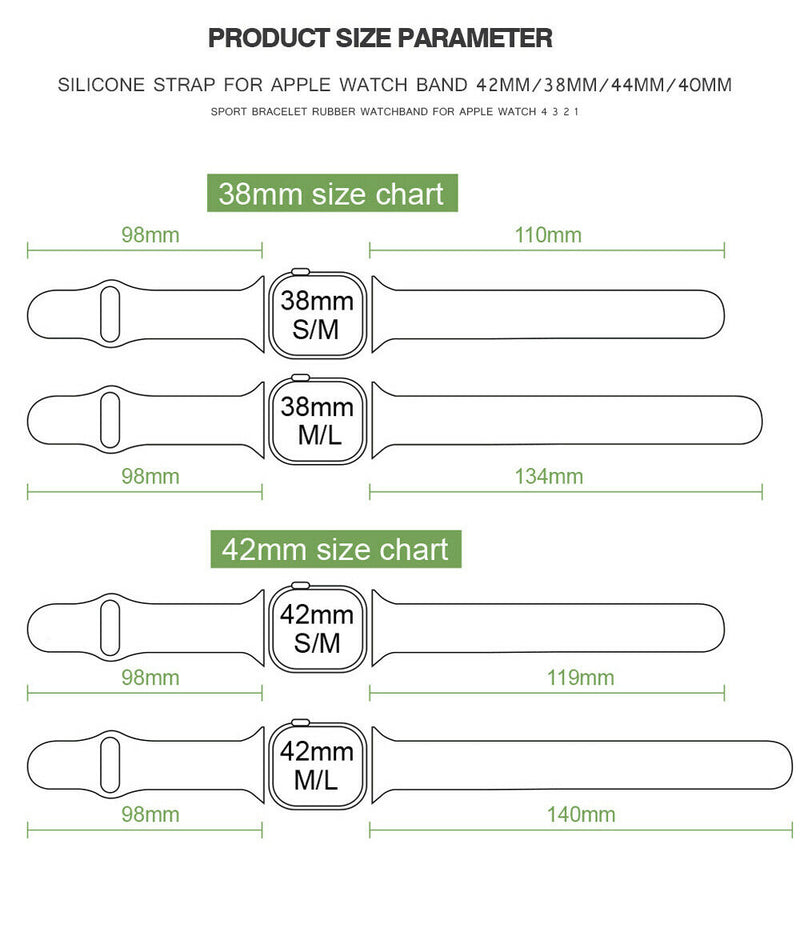Silicone Band Strap for Apple Watch Series 1/2/3/4/5 iWatch Sports 38/40/42/44mm